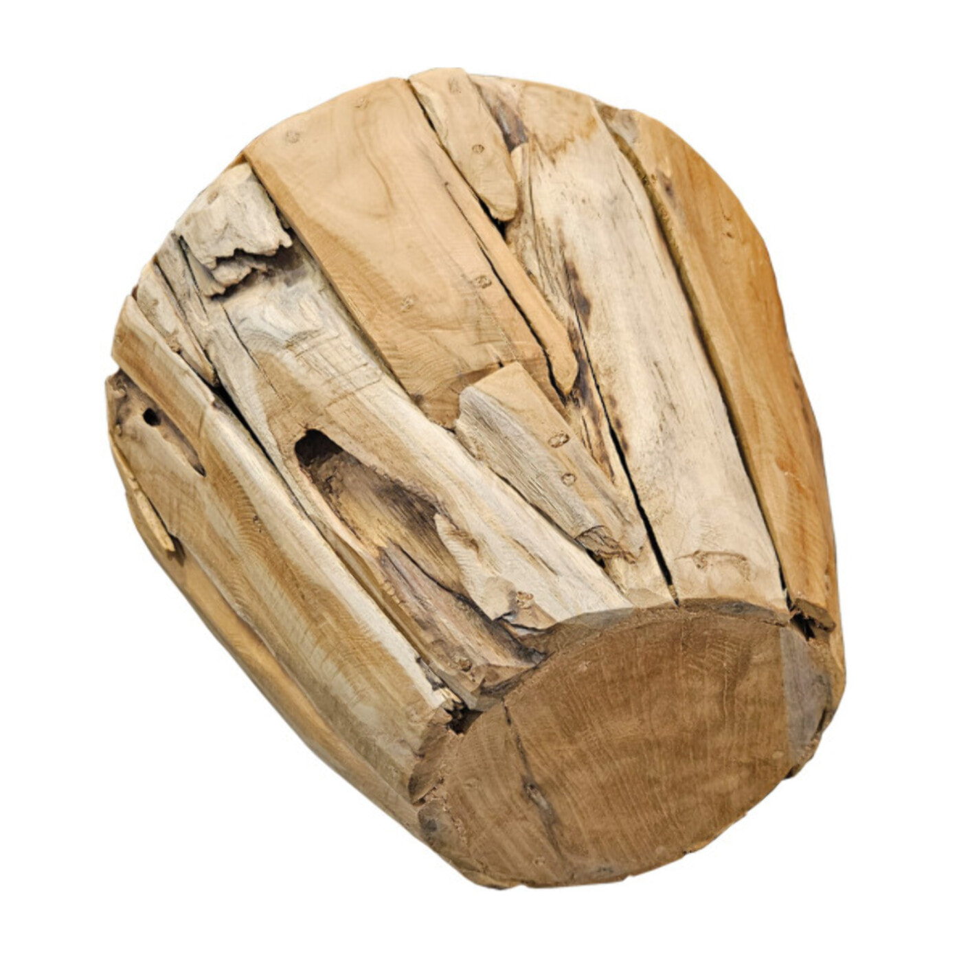 Vase décoratif bois de teck massif H. 39 cm artisanale - VIENNE