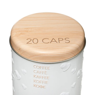 Boîte à café capsules métal "Scandinave Nature" blanc