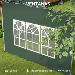 2 Paredes Laterales para Carpas de 3 x 3 / 3 x 4 m, 295x195 cm, Paredes Laterales de Repuesto para Cenador de Tela Oxford con Ventana, para Jardín, Exteriores, Fiestas, Verde