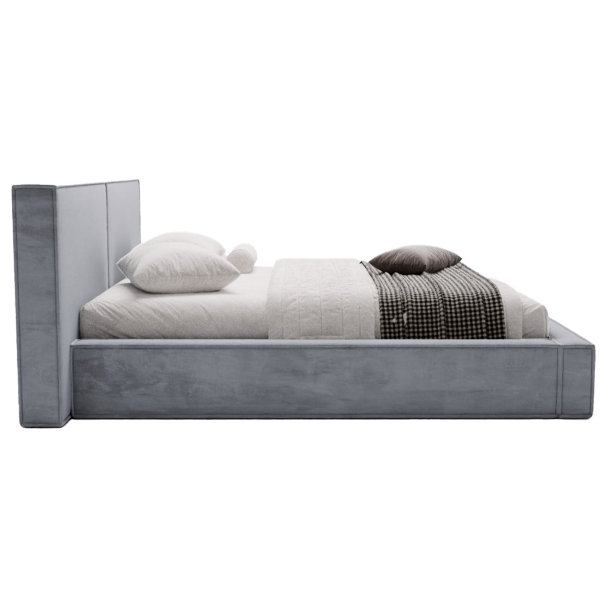 Eros - lit coffre - 140x200 cm - sommier inclus - en velours - Gris