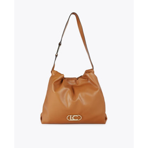 Borsa shopper effetto pelle con logo