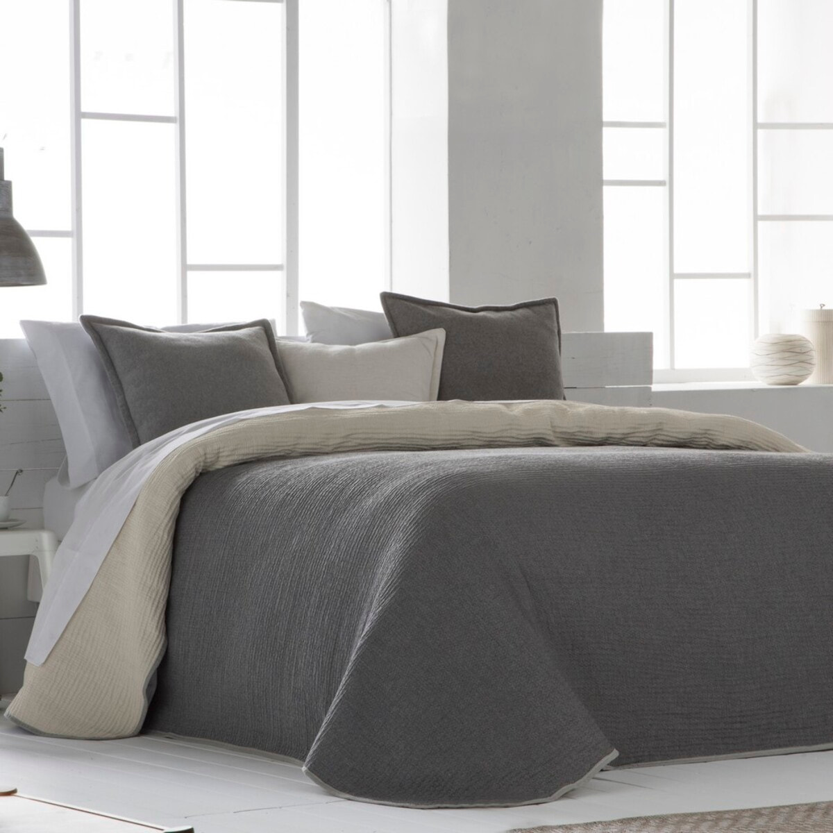 COLCHA JACQUARD AURA ANTRACITA