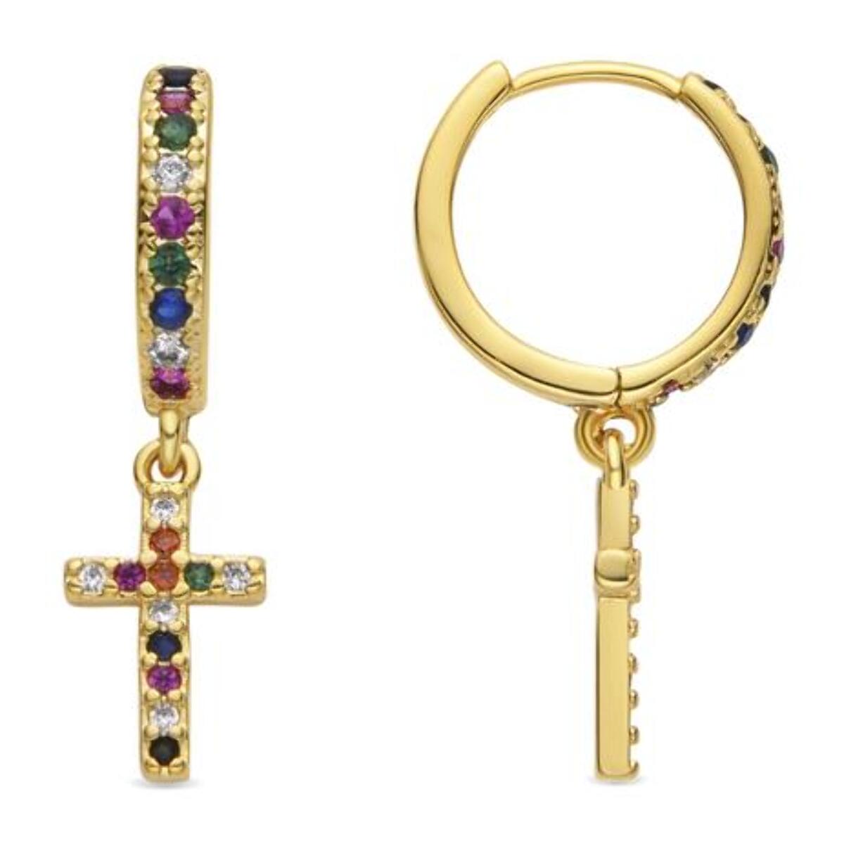 Pendientes con Circonita Multicolor acabado oro 18k