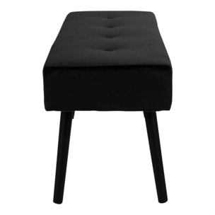 Panchina Skiby in velluto nero con gambe nere, 100 cm