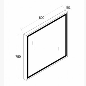 Miroir LED 80 cm finition blanc