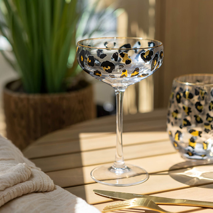 Lot de 4 coupes en verre 27cl motif léopard LEOPARD