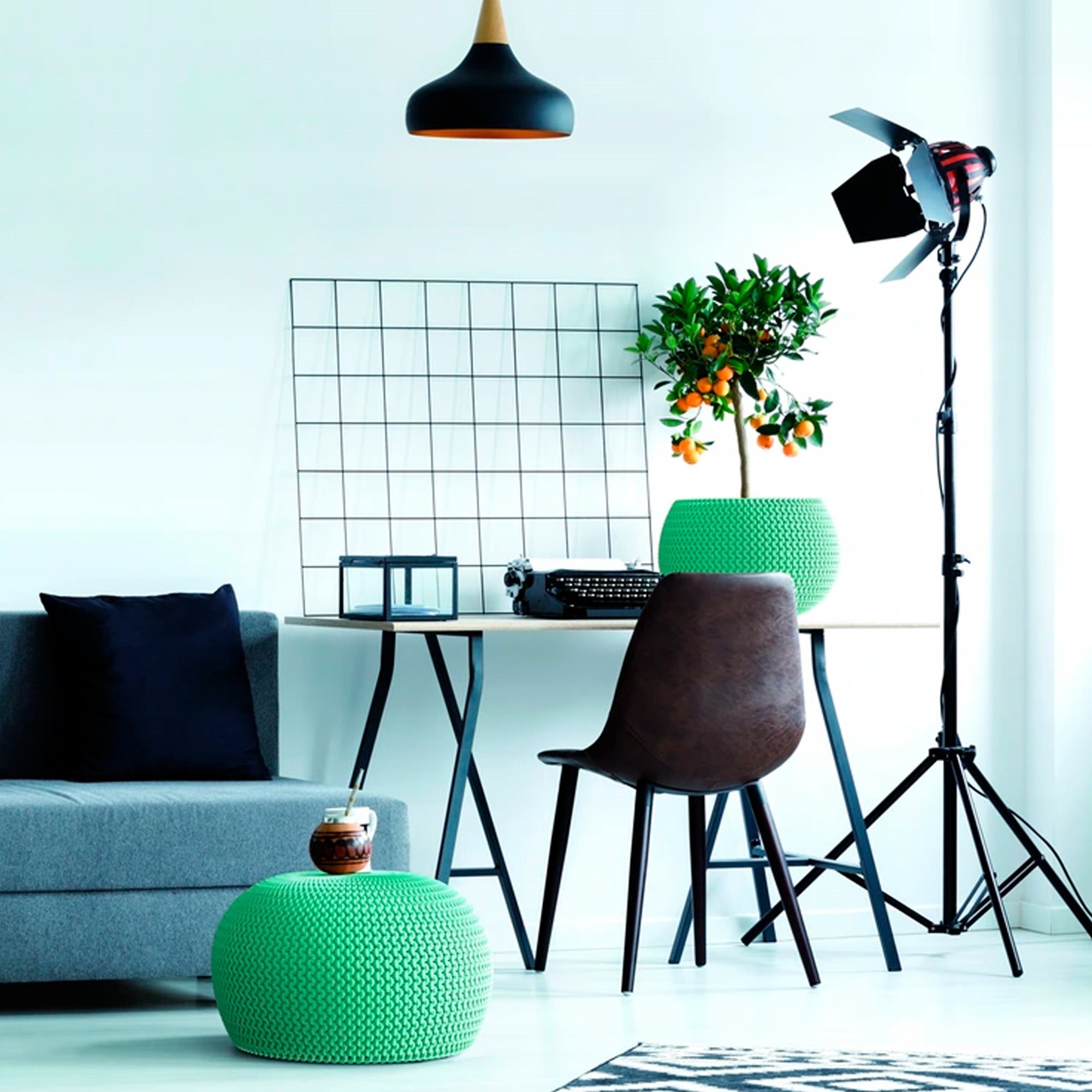 2x maceta redonda con deposito splofy bowl de plastico en color antracita 23,9 (largo) x 23,9 (ancho) x 16,1 (altura) cm