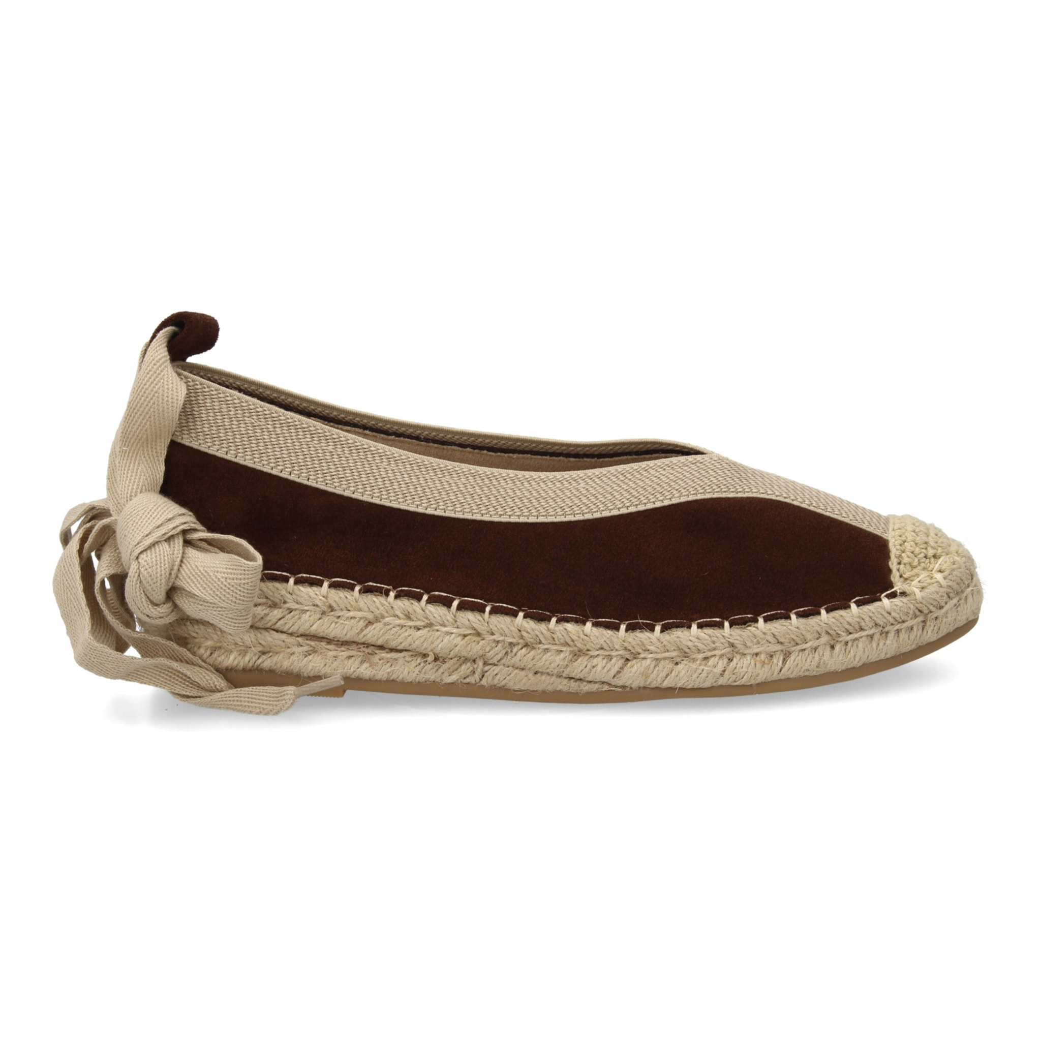 Bailarina de Mujer con Yute, Diseño Moderno con Puntera Bordada y Cintas