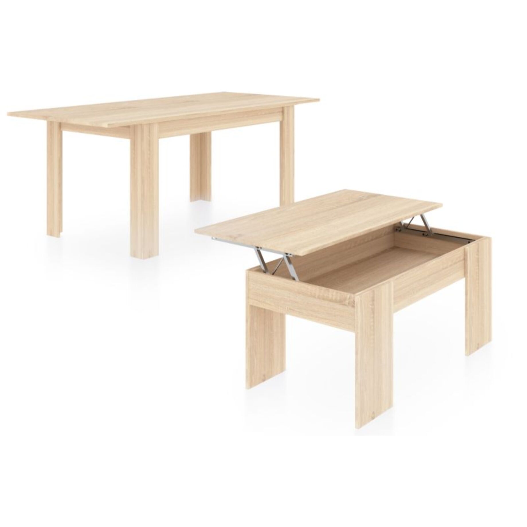 Pack mesa de comedor 140 y mesa de centro Vita Roble Canadian