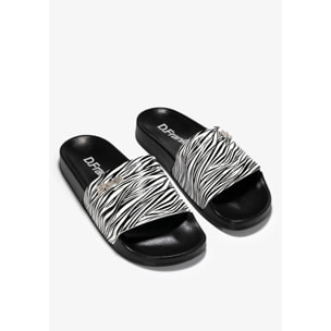 Sandalias Mujer Estilo Chancla Pala Slide Blanco Zebra D.Franklin