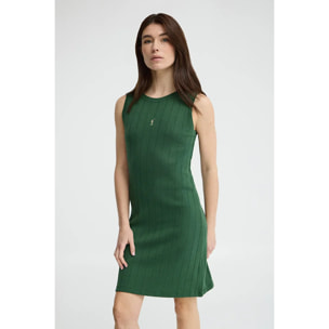 Vestido corto verde botella de canalé con logo Rigby Go