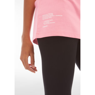 T-shirt donna comfort fit in jersey con scritta sul fondo