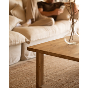 Mesa de centro de madera maciza en tono roble oscuro de varias medidas