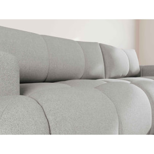 Yulin - Canapé d'angle droit 4 places convertible avec coffre en tissu bouclette - Gris clair