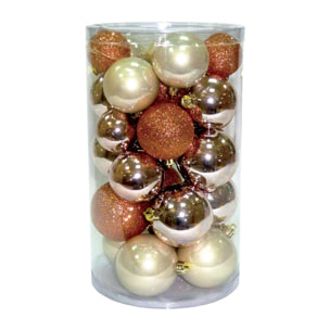 Coffret de 30 boules or et caramel