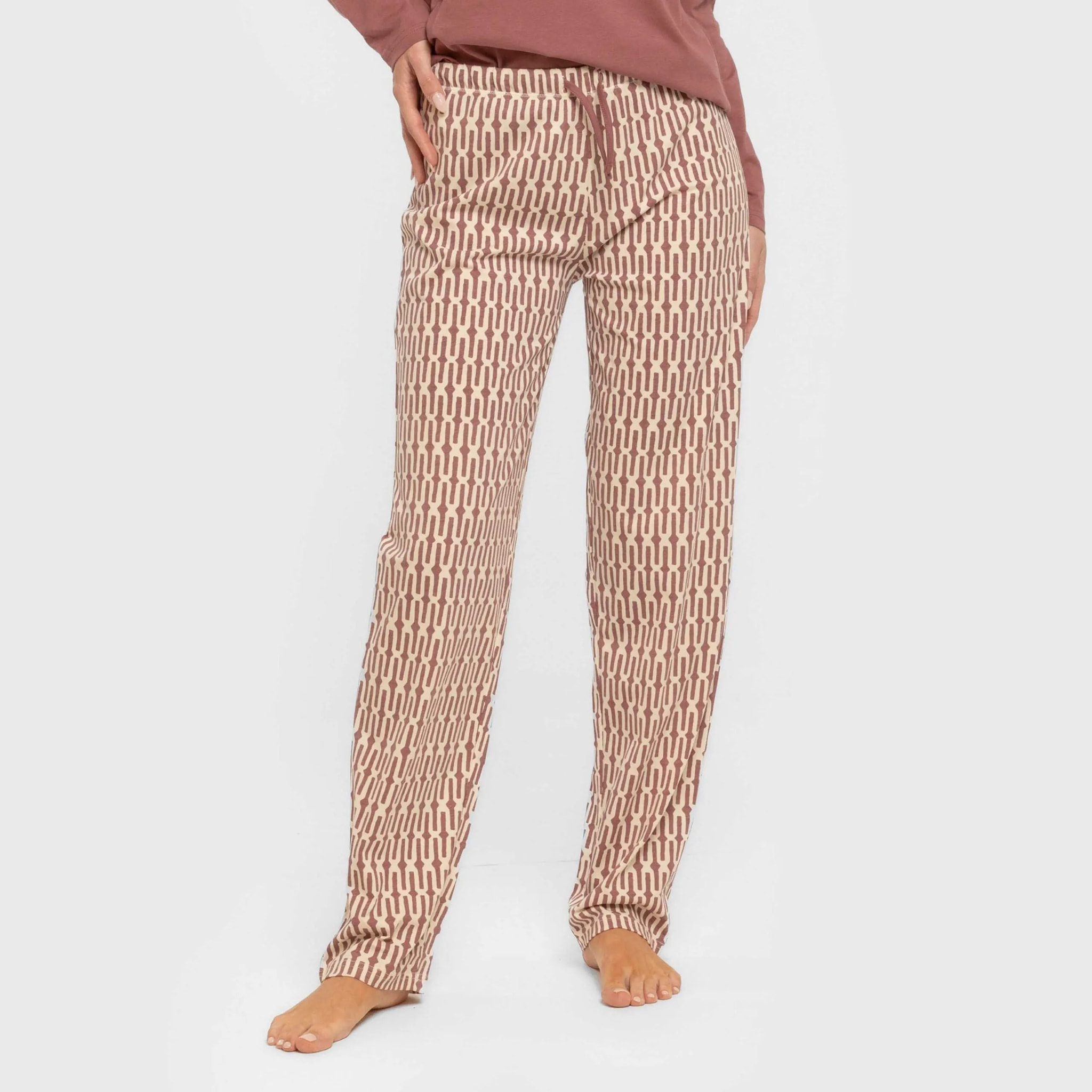 Pijama largo algodón Eucalipto Malva Rosa