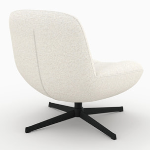 Fauteuil pivotant en tissu bouclé blanc cassé - Elvis