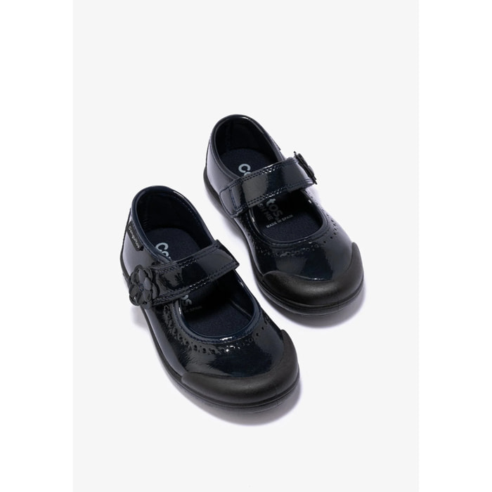 Scarpe da scuola in vernice lavabile per ragazze, colore  navy