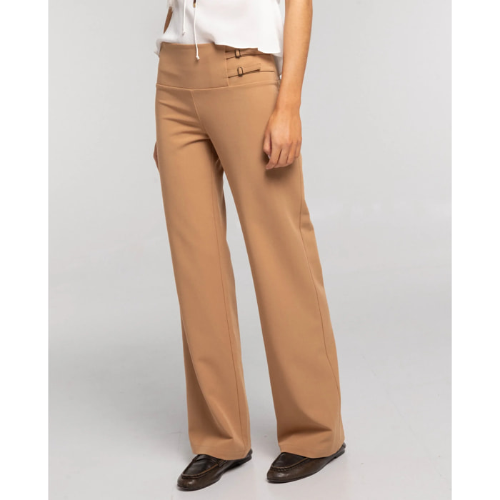 Pantalón recto de traje de cintura baja de mujer