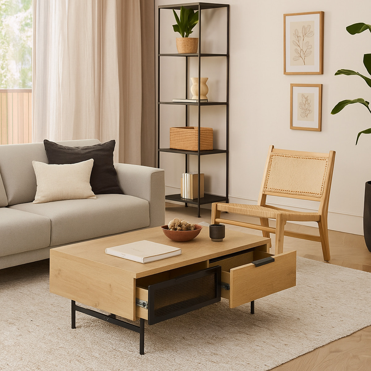 Mesa de centro – Roble y metal