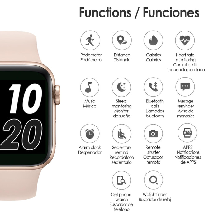 Smartwatch T500 Plus multideportivo con monitor cardiaco