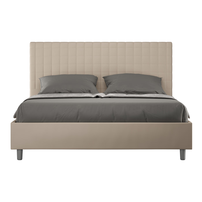 Letto matrimoniale contenitore imbottito 160x210 similpelle tortora Sunny