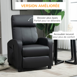 Fauteuil de relaxation et massage inclinaison dossier repose-pied réglable revêtement synthétique noir