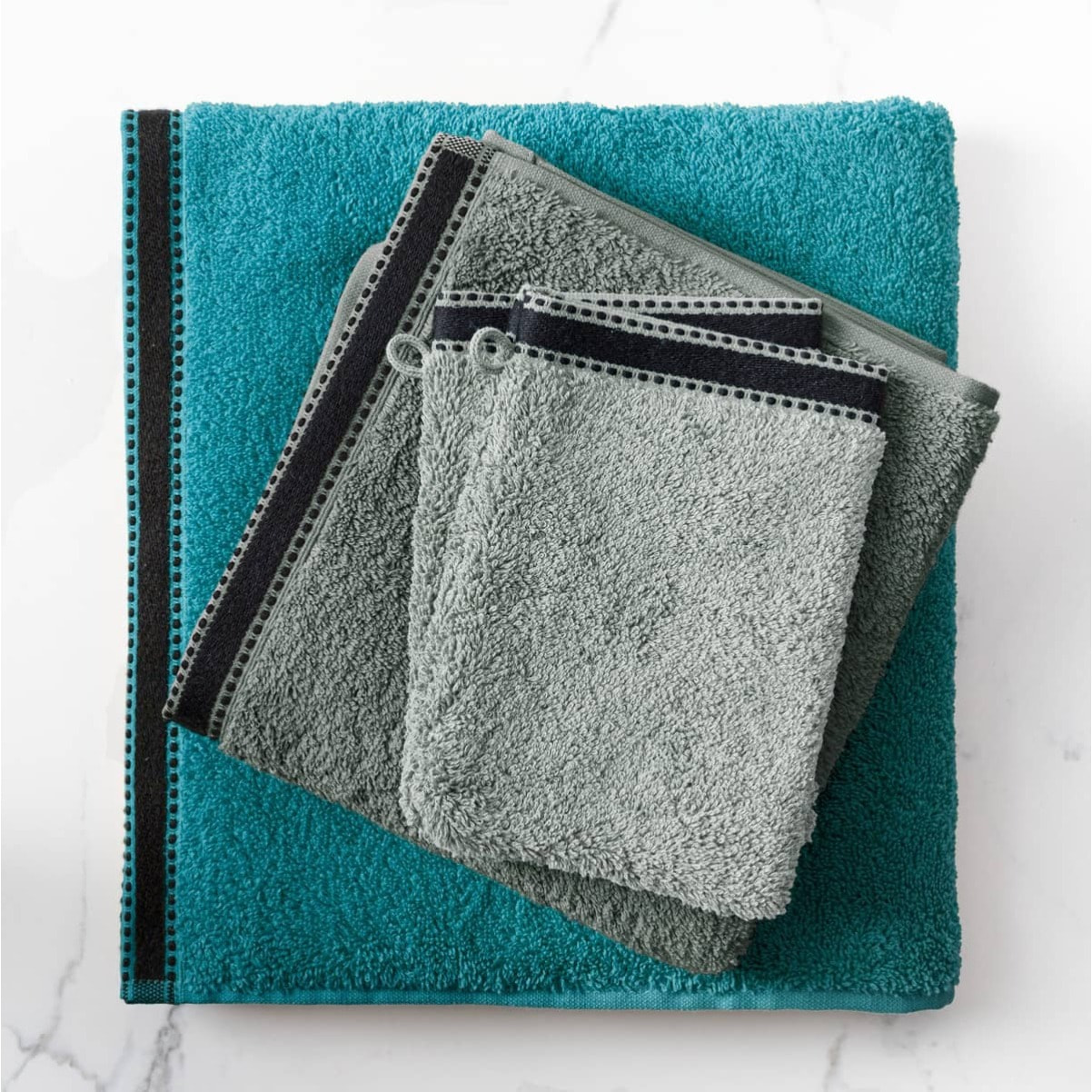 Lot de 2 gants de toilette "Joia" - coton 550 gr/m² - gris foncé 15x21 cm