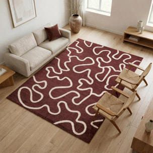 Tapis salon, motif abstrait en relief, graphique et tendance