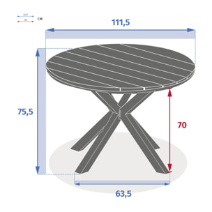 Table de jardin "Oriengo" acacia & graphite 4 places en aluminium traité époxy