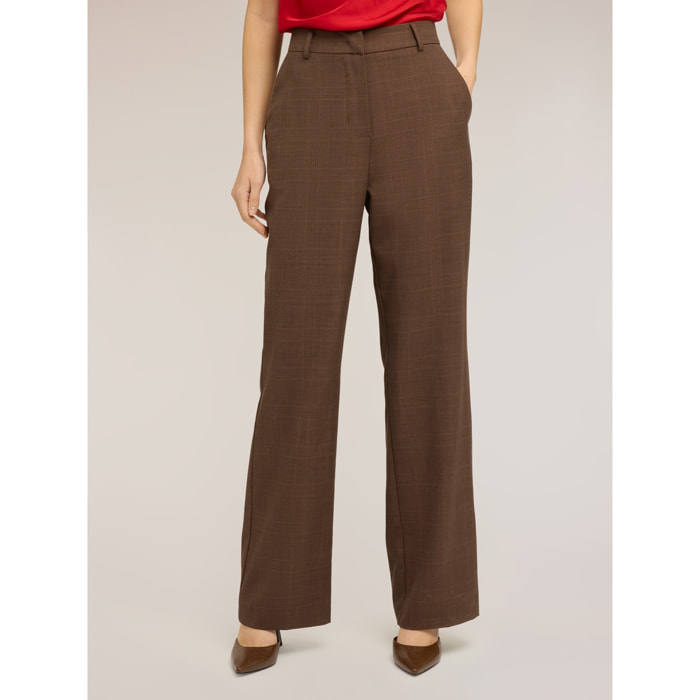 Motivi - Pantaloni palazzo in poliviscosa check - Marrone
