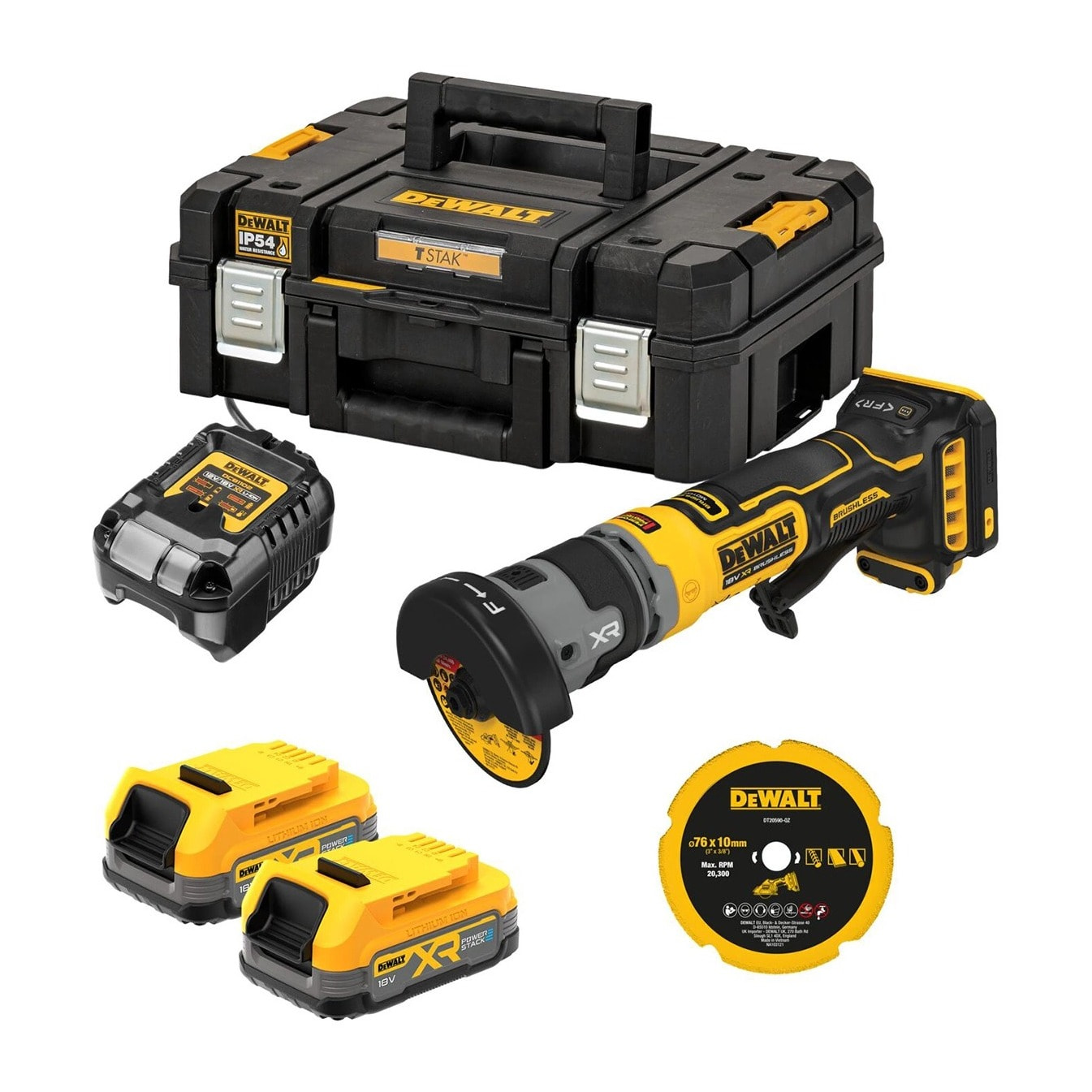 Meuleuse compacte 76 mm XR 18V 1.7ah li-ion brushless powerstack - DEWALT - DCG430E2T-QW