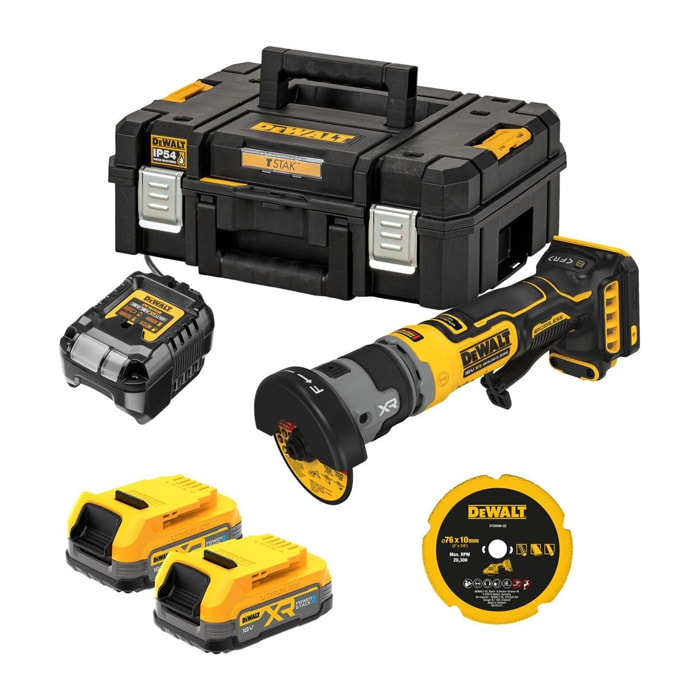 Meuleuse compacte 76 mm XR 18V 1.7ah li-ion brushless powerstack - DEWALT - DCG430E2T-QW