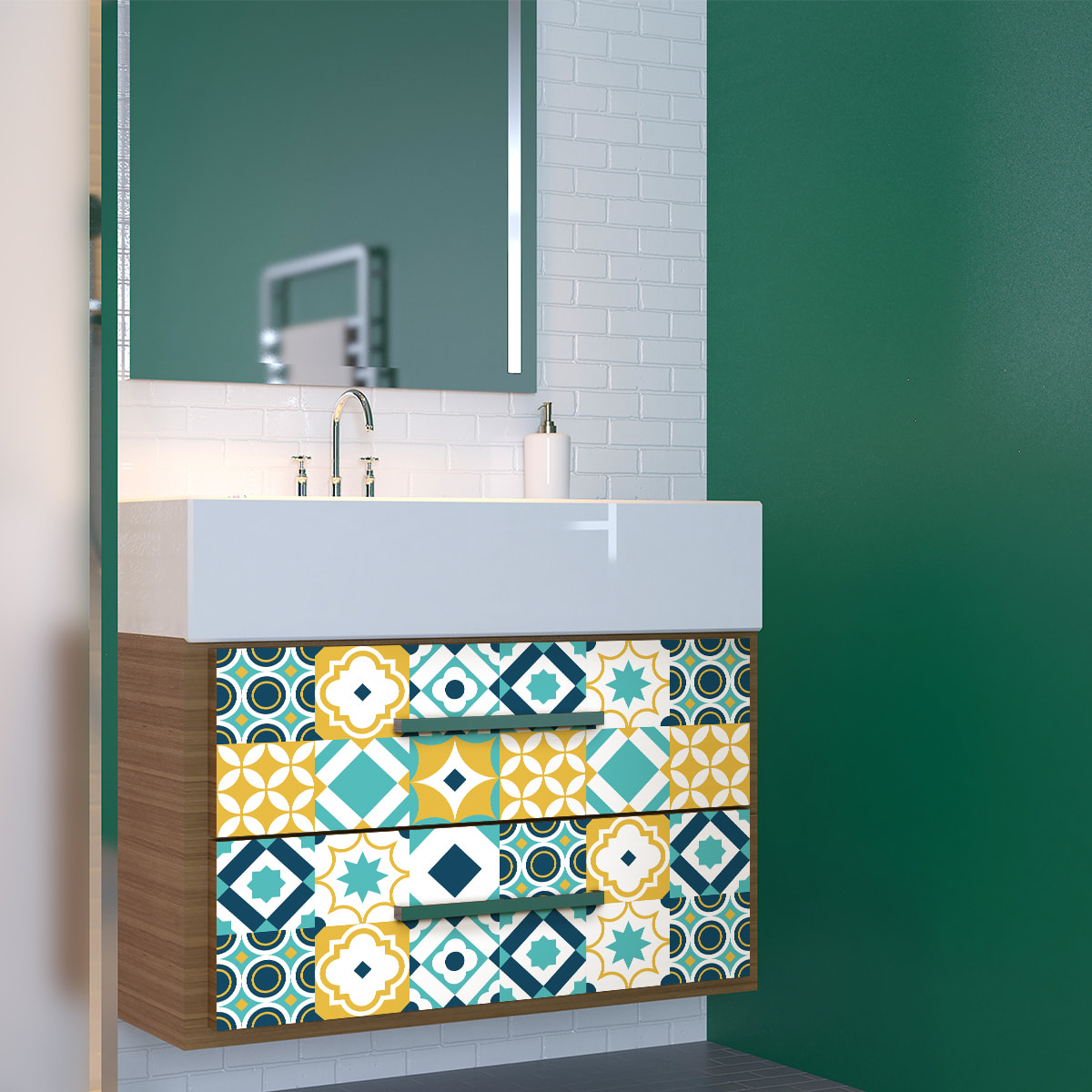 Stickers muraux - Sticker Mural Carrelage adhésif Cuisine Salle de Bain - 24 STICKERS CARRELAGES MEUBLE NUNEZ