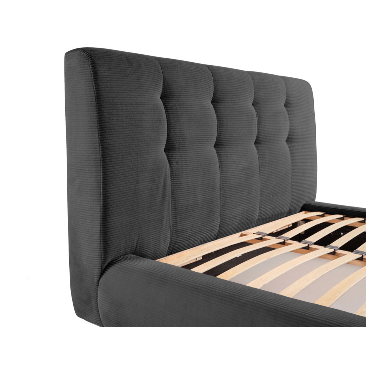 Onyx - lit coffre - 160x200 cm - en velours côtelé - sommier inclus - Gris foncé