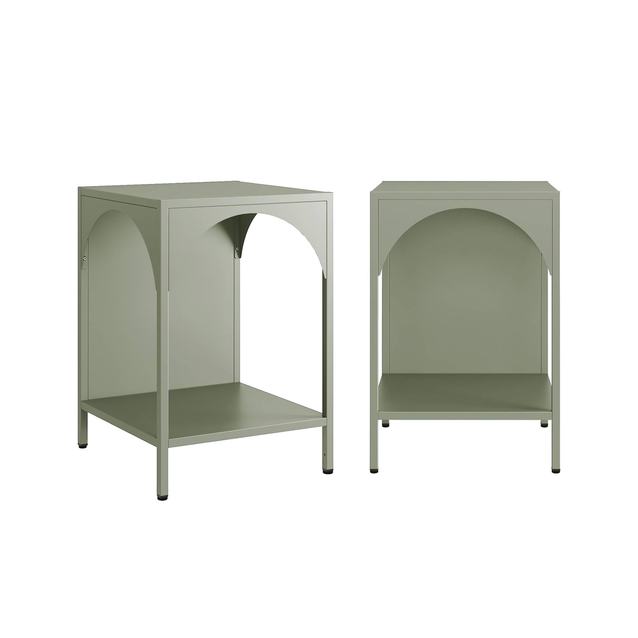 Lot de 2 tables de chevet. tables d'appoint en acier style industriel. vert. L 35 x l 35 x H 51cm