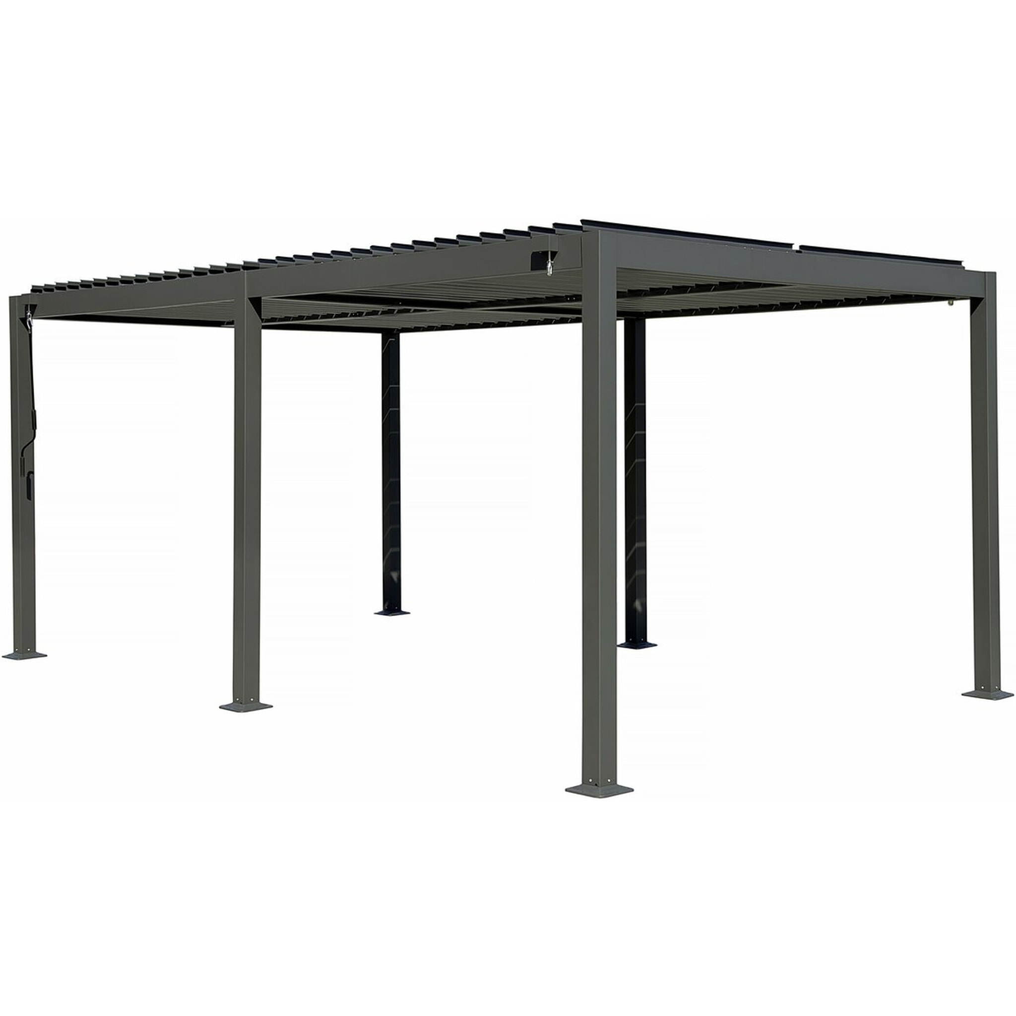 Pergola bioclimatique avec rideau en aluminium "Kensington" - 3 x 6 m - Gris