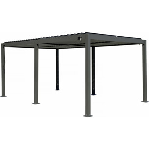 Pergola bioclimatique avec rideau en aluminium "Kensington" - 3 x 6 m - Gris