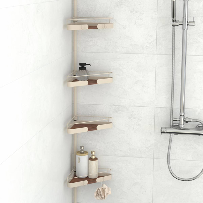 Étagère de douche télescopique Argileo angle 4 niveaux beige