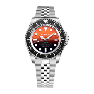 Bobroff - Reloj de hombre automatico diver profesional de buceo, 1000 m, Naranja, 44MM, valvula de helio BF0004J