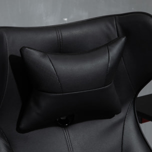 Fauteuil gaming base ronde métal pivotant hauteur réglable coussins noir