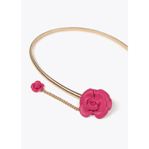 Cintura elasticizzata metallo fiori effetto pelle