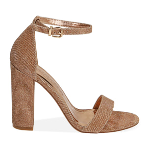 Sandali rosa oro glitter, tacco 10,5 cm