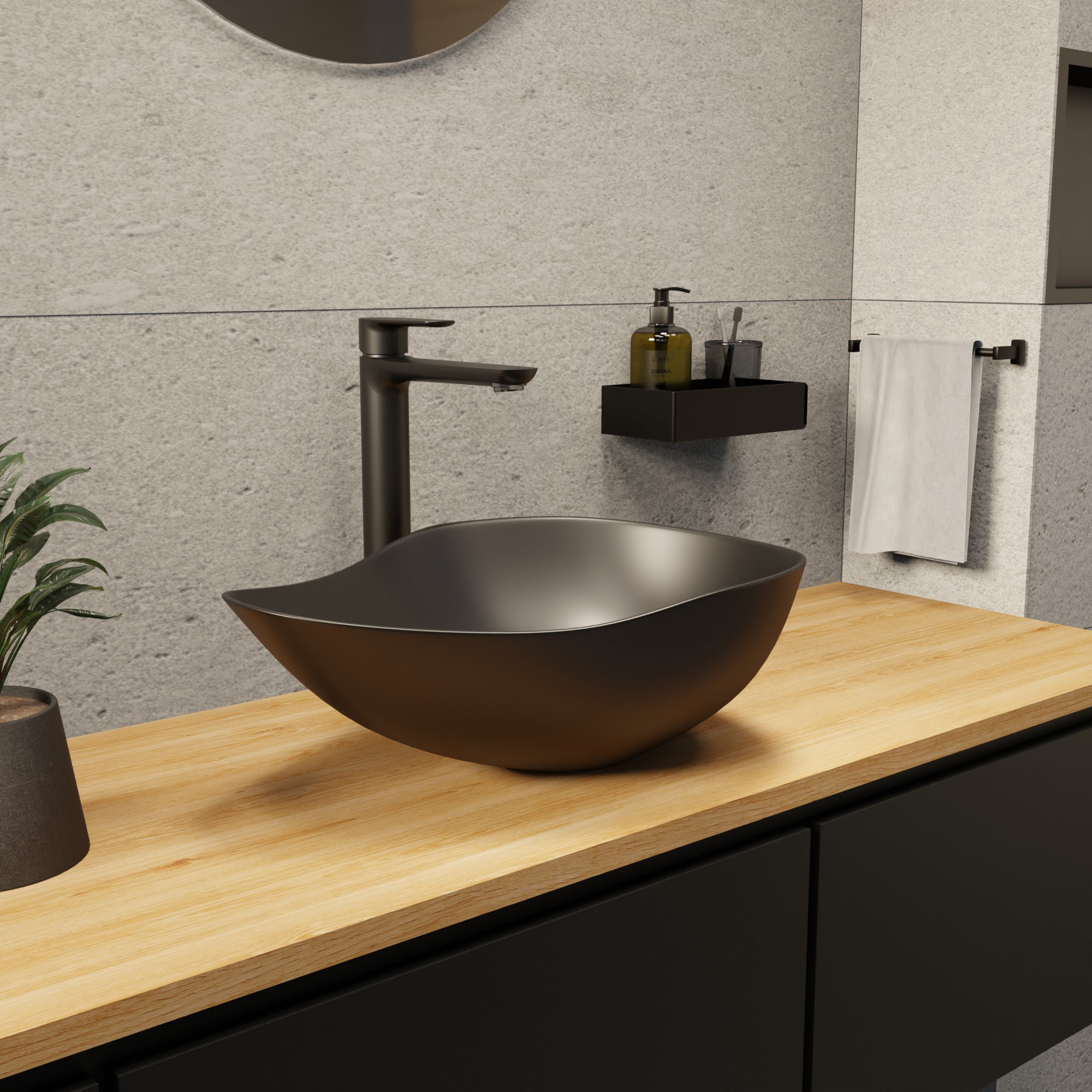 PixL 51 x 38 x 19 cm vasque à poser Infinitio, sans trop-plein, noir (CEPX5038BKM)