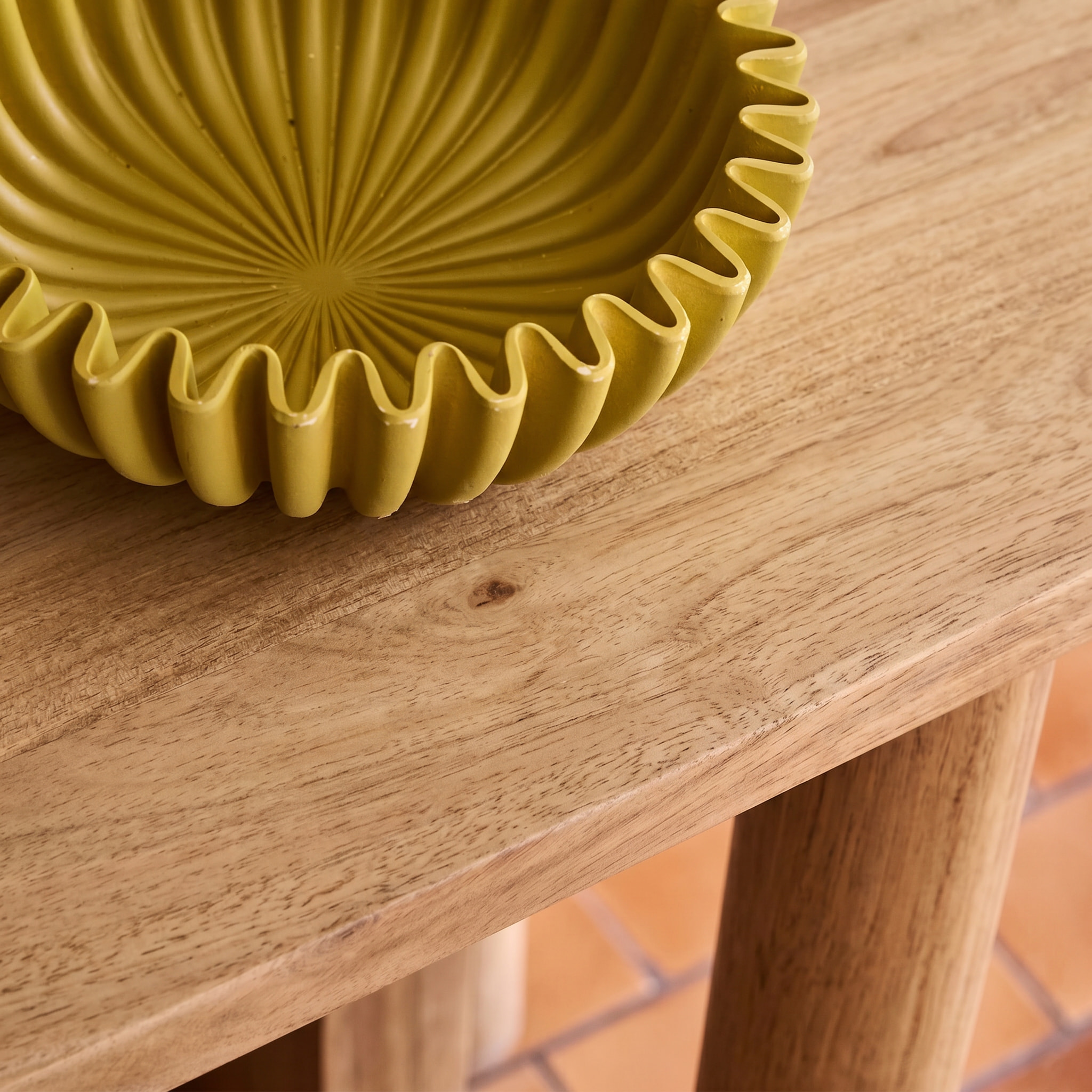 Console ovale bois d'acacia 2 niveaux SANA