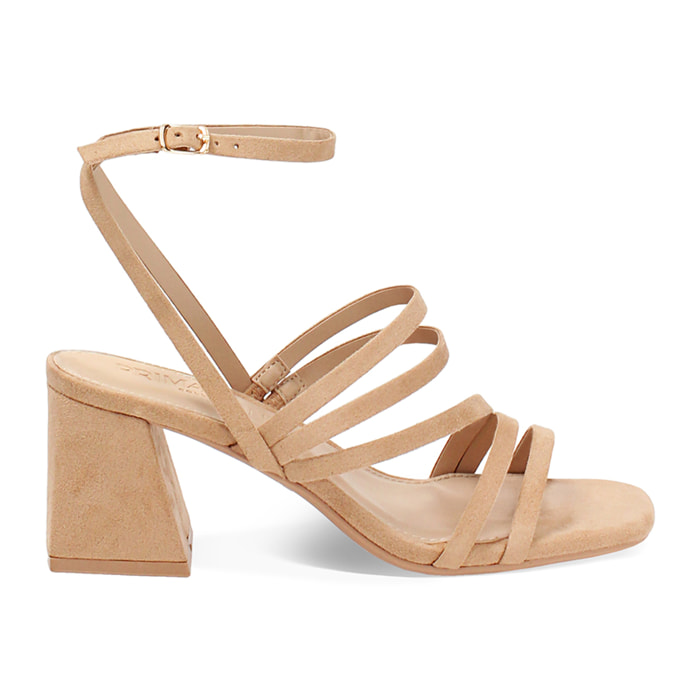 Sandalo donna taupe basic, tacco largo 6,5 cm