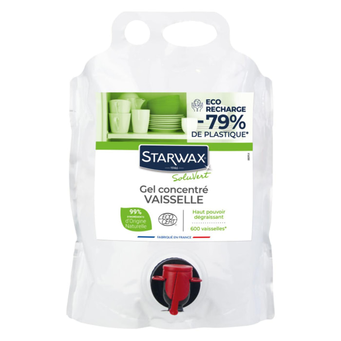 STARWAX SOLUVERT - Gel vaisselle concentré Ecocert 3 L