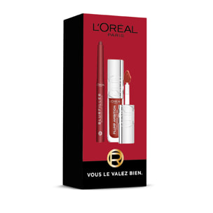 L'Oréal Paris Lip Kit Duo Blurfiller Crayon 530 Bordeaux Bisous et Plump Ambition Lip Oil 485 Wine O'Clock