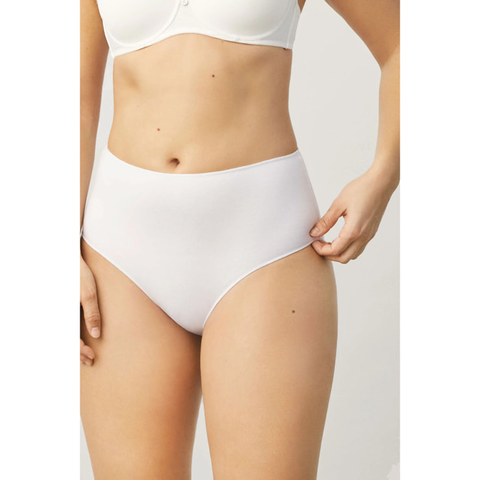 Slip basico in cotone bianco a vita alta