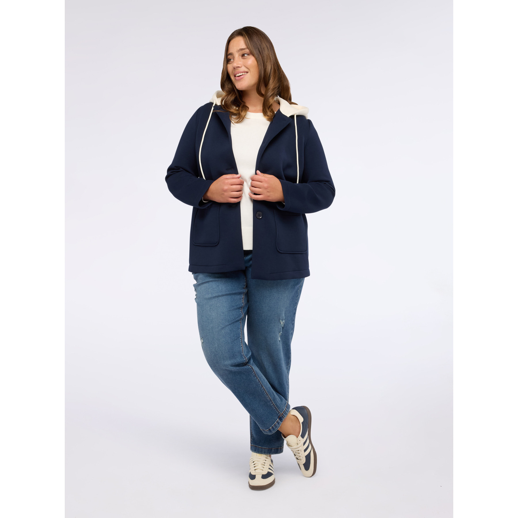 Fiorella Rubino - Chaqueta de neopreno con capucha - Azul